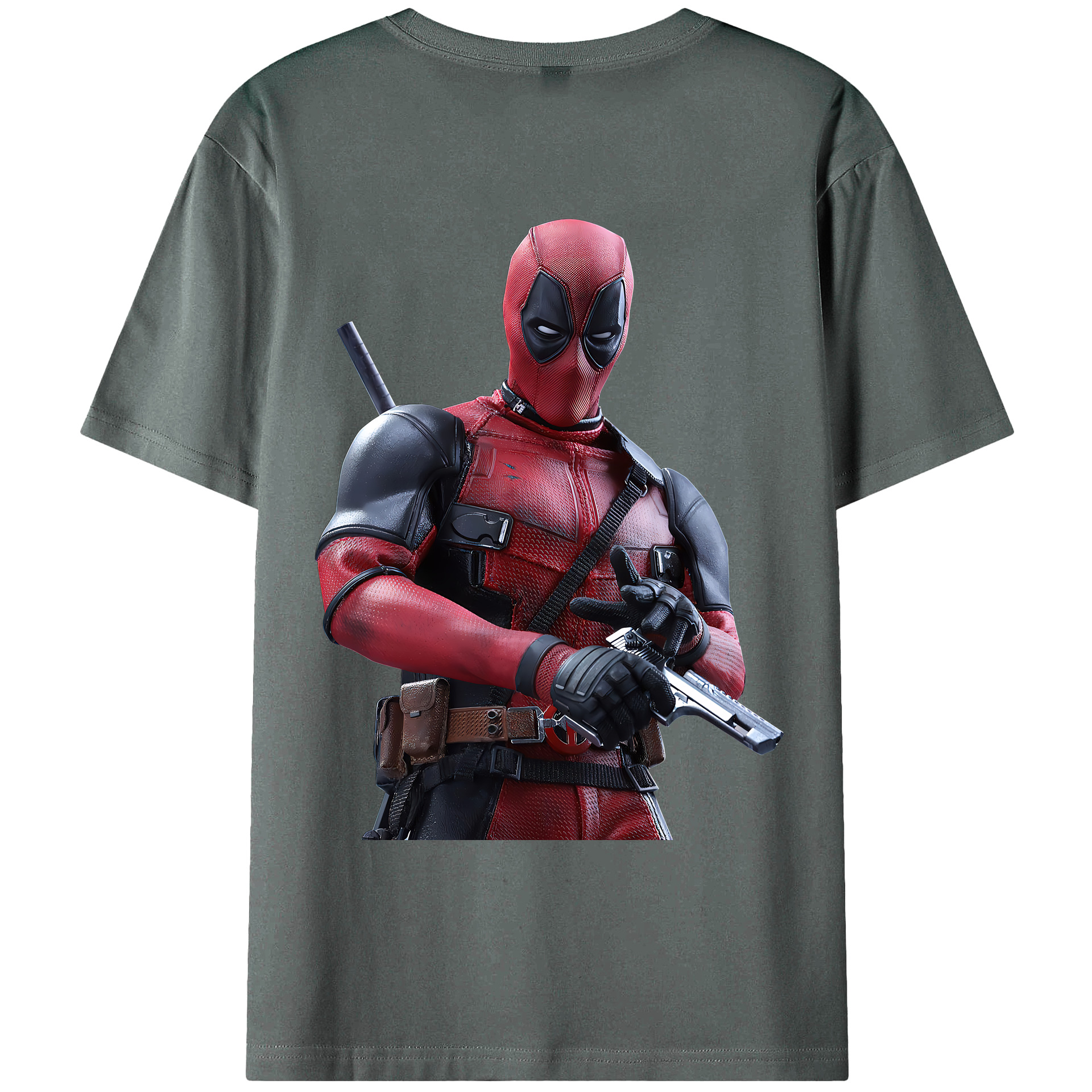 （画像用） Deadpool デッドプール 綿100％ メンズ半袖Tシャツ（バックプリント） 通気性
